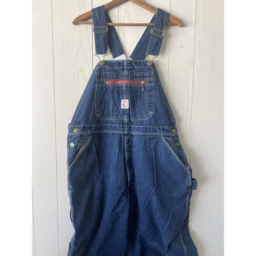 Vintage Pointer Brand LOW BACK Bib Overalls Workwear Mens 38x28 Denim USA